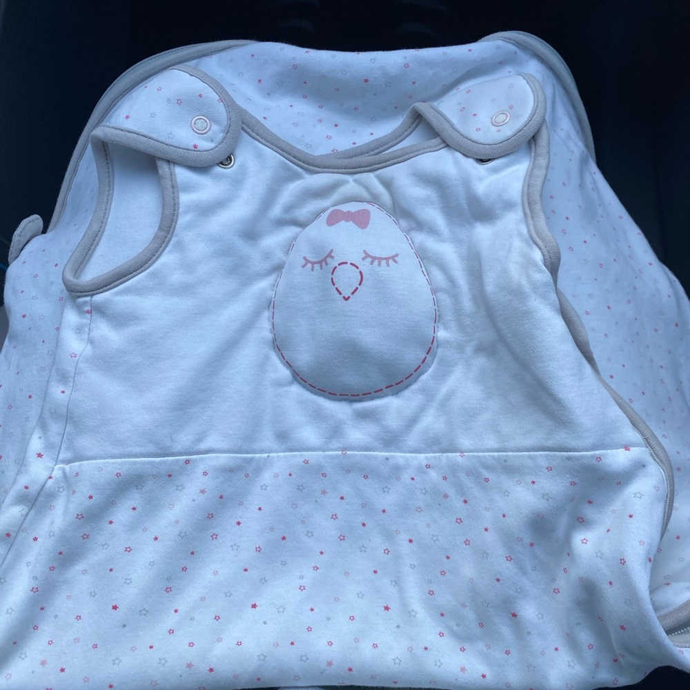 Nested Bean White and Pink Baby Sleep Sack